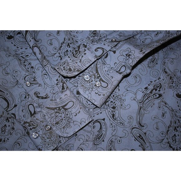 Polo Club /Long sleeved button up/ (Size S)/ Blue with Black Paisley - Picture 10 of 12